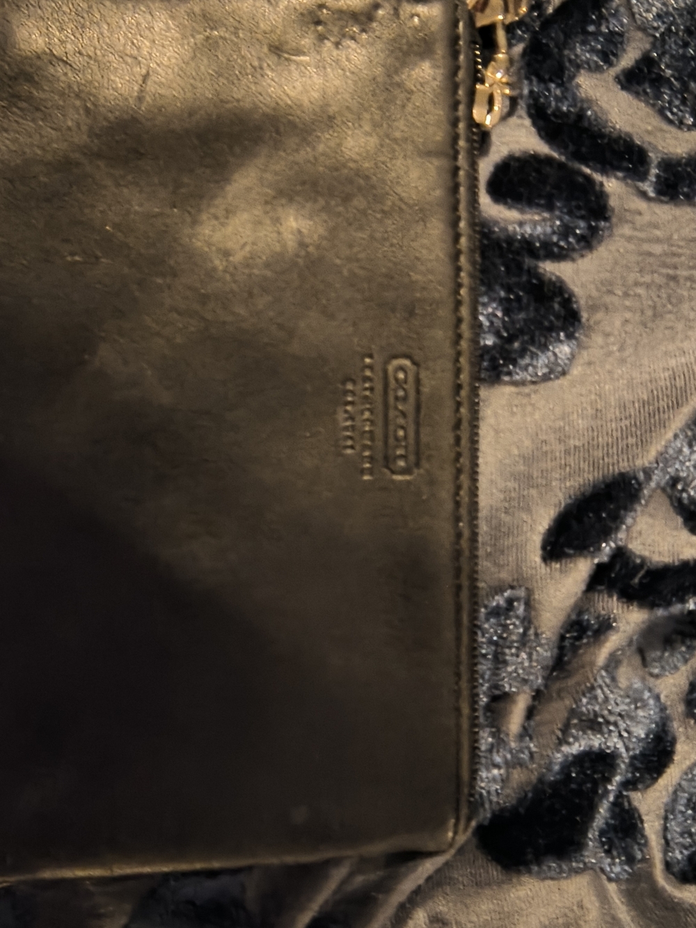 Coach Black Leather Zip Wristlet with Gold Hardware